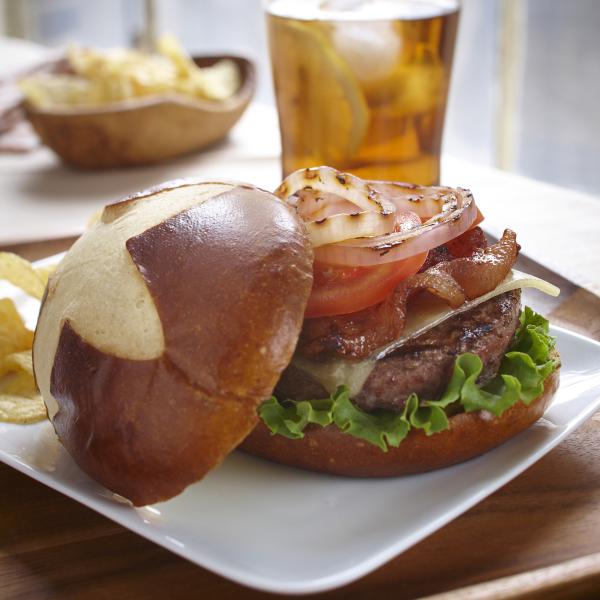 pretzel bun burger